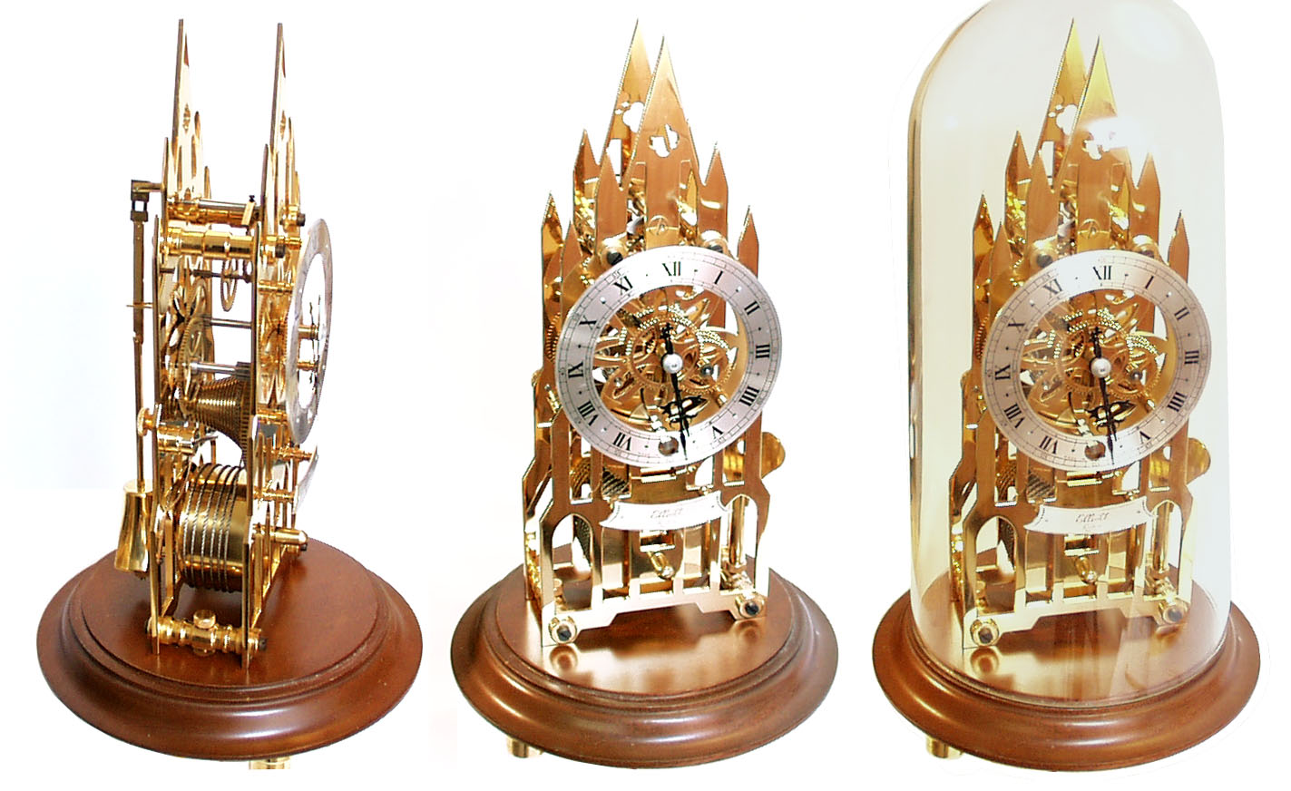 Brass Skeleton Clock made by F.W. Elliott of London Gilai Collectibles