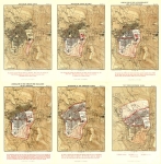 A set of 6 Historical Maps of Jerusalem 1907. Engraved by Bartholomew, Published by Hodder & Stoughton, London. - click to enlarge.