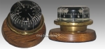 Liquid Magnetic Compass on Brass and Wood Stand.
