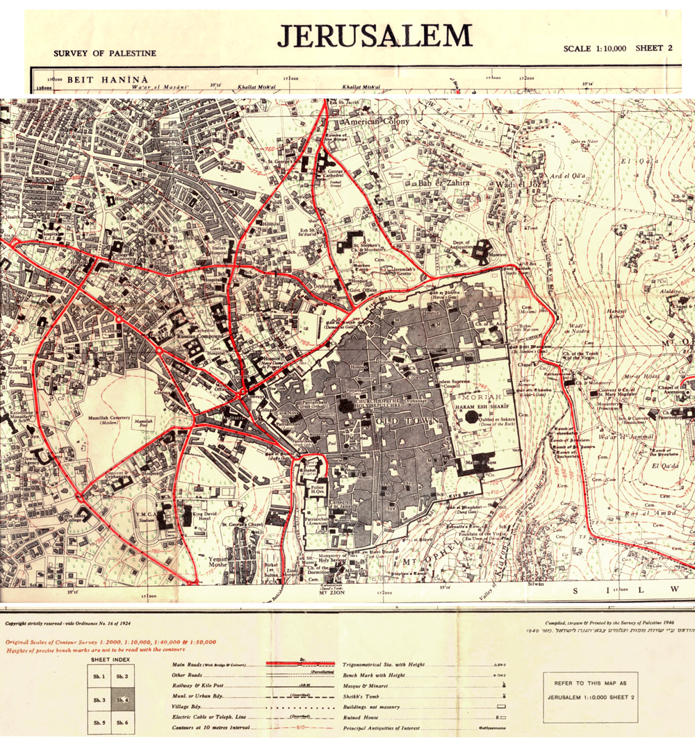 Complete And Rare Set Of 6 Topographic Maps Of Jerusalem