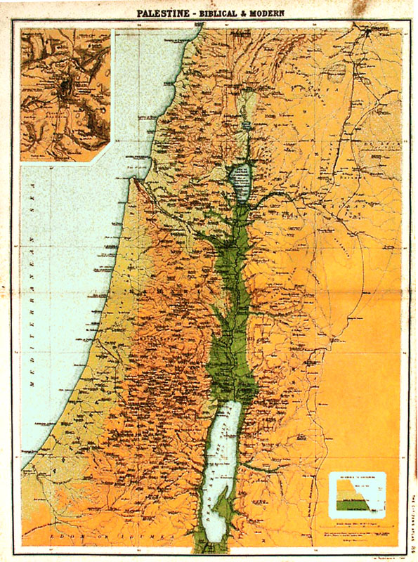Map of Palestine Biblical and Modern 1898. Engraved and Published by