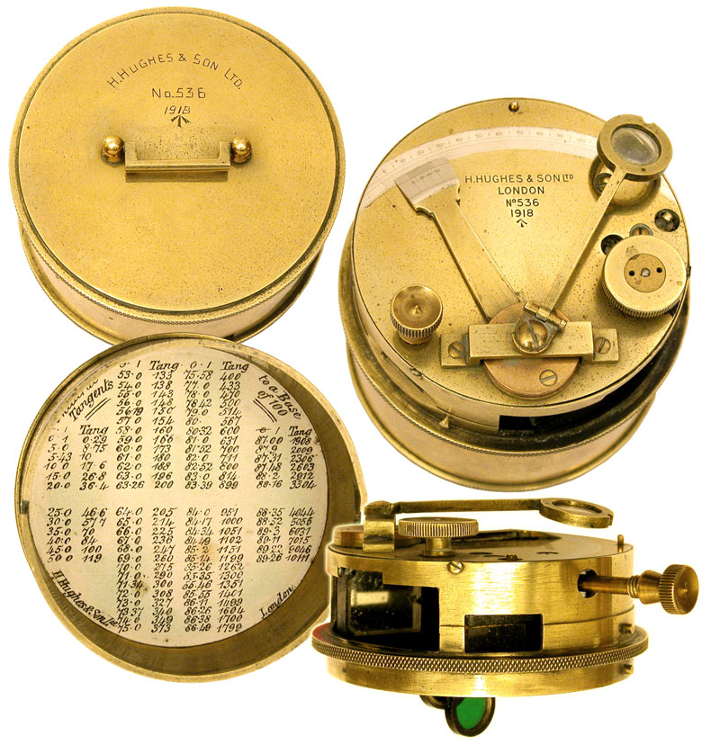 WWI Military Brass Pocket Sextant by Hughes & Son London. - click to enlarge.
