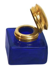 Small Glass Inkwell Blue - click to enlarge.