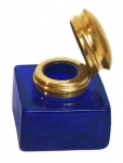Small Glass Inkwell Blue
