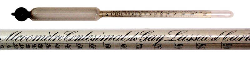 A 19th century French Gay-Lussac & Cartier Alcoholmeter. - click to enlarge.