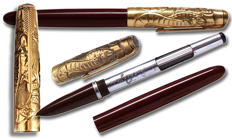 Unique Late 1940’s Parker 51 Aerometric Pen with 12k Gold Filled Cap by Mauricio Faivich - click to enlarge.