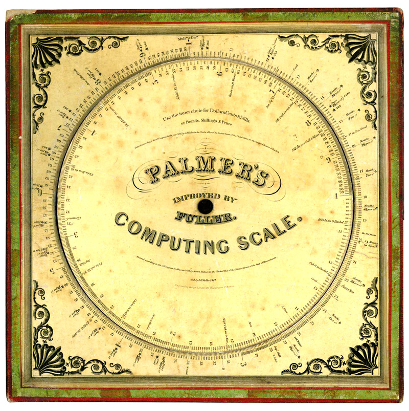 A Rare Circular Slide Rule Calculator by Palmer and Fuller. 1847